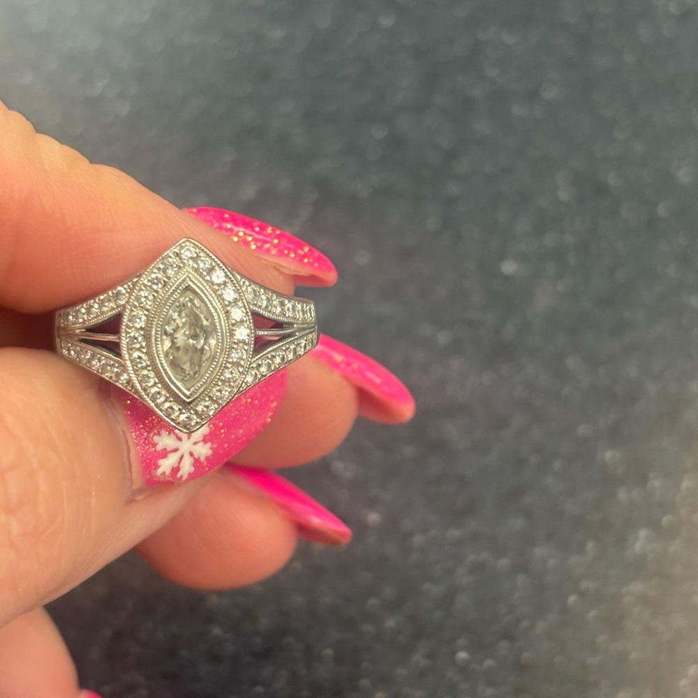 Simon G 18k marquise diamond ring